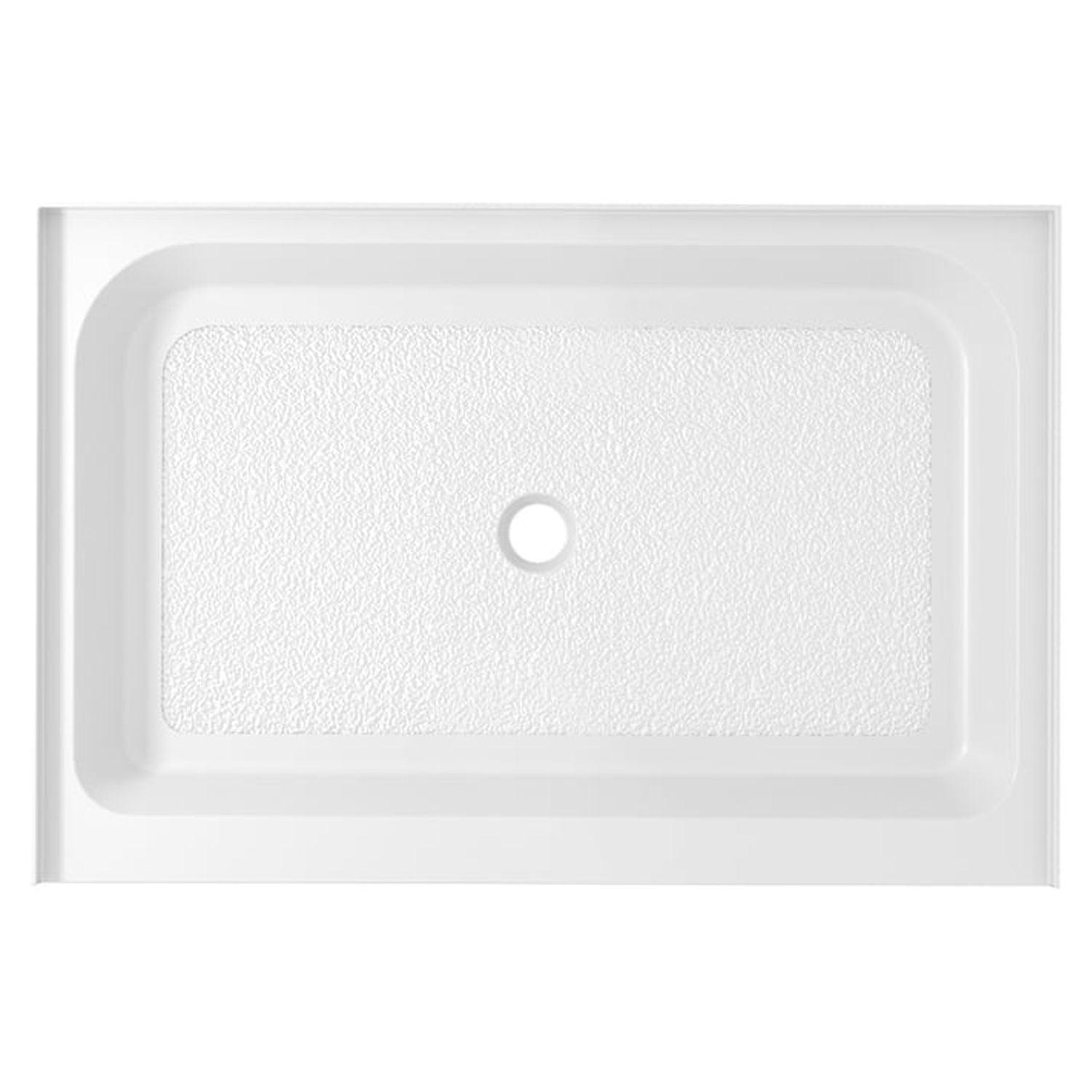 Glossy White 48x36 Inch Acrylic Shower Base with Center Drain