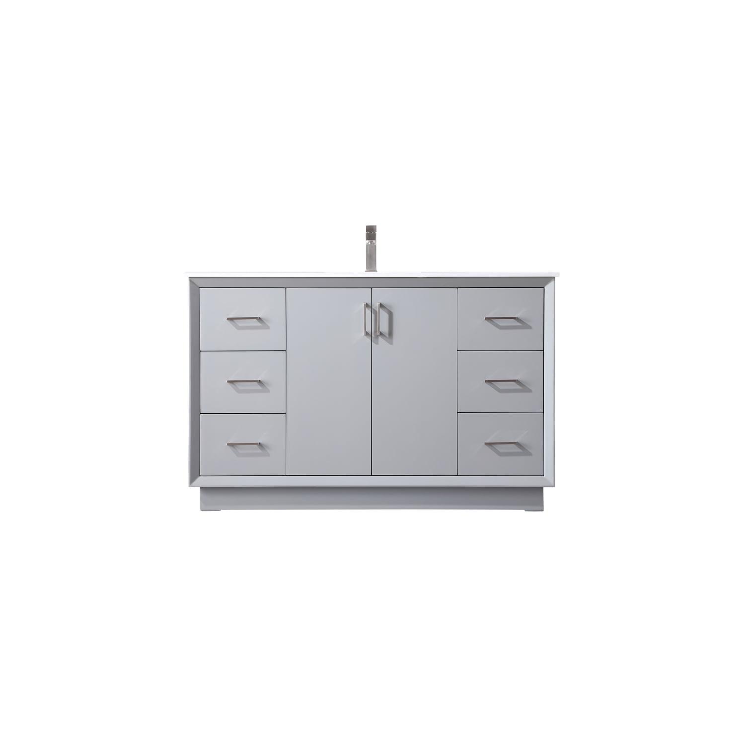 Hayes 60'' Gray Freestanding Single Vanity with Engineered Marble Top