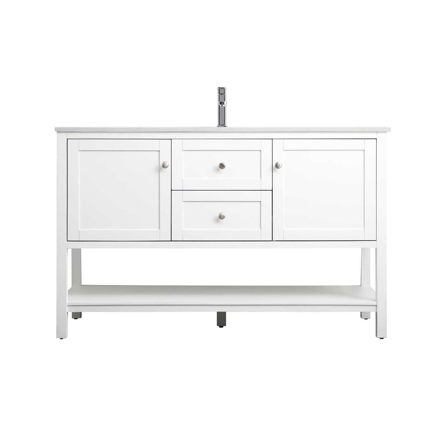 Heath 54'' White Double Vanity with Engineered Marble Top