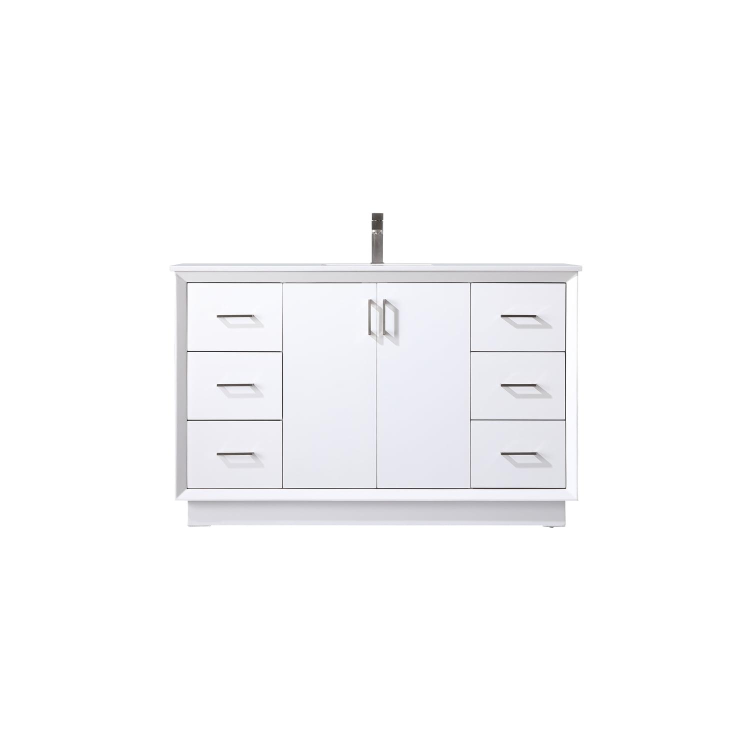 Hayes 60'' White Freestanding Bathroom Vanity with Engineered Marble Top