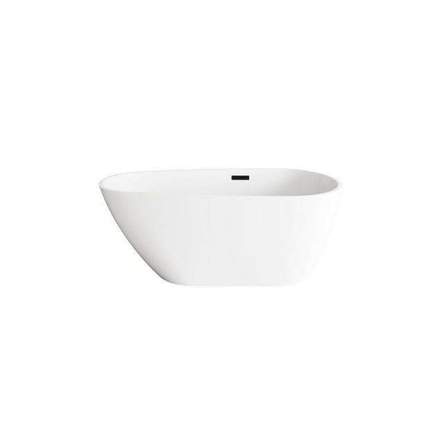 Elegant Kitchen and Bath 59 inch Bathtub in Glossy White with Matte Black Trim