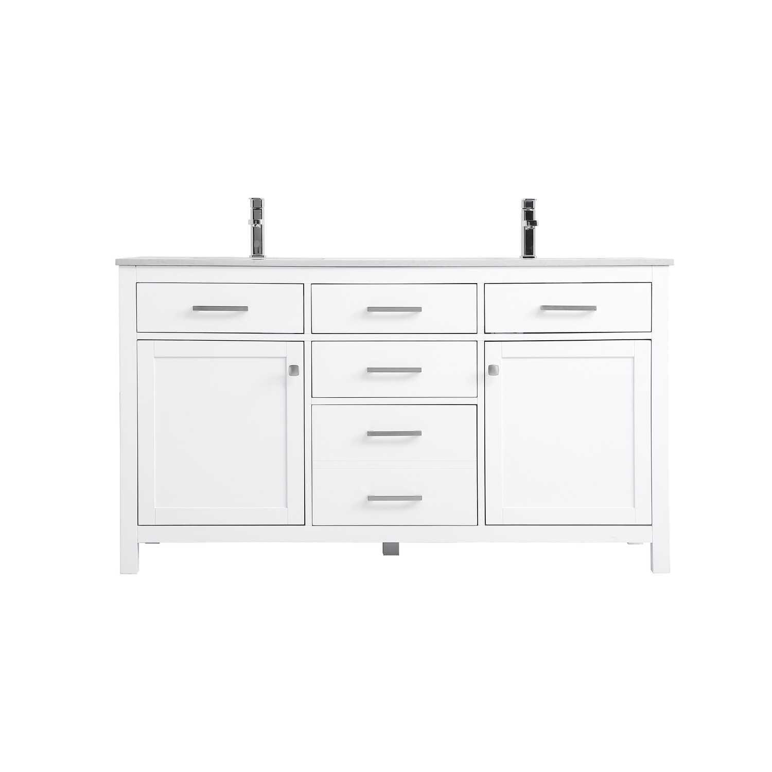 Lewis 60'' Single Bathroom Vanity with Engineered Marble Top