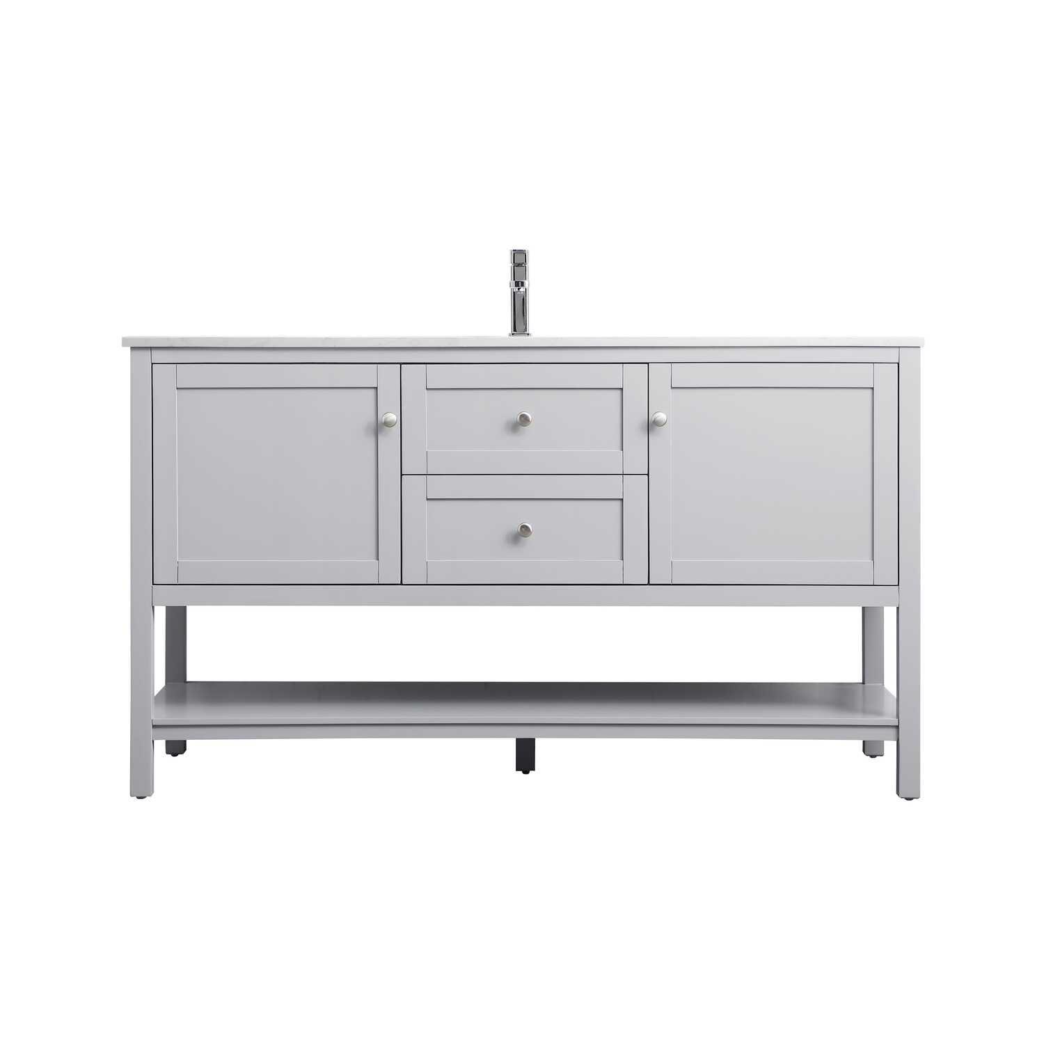 Heath 60'' Double Bathroom Vanity with Engineered Marble Top