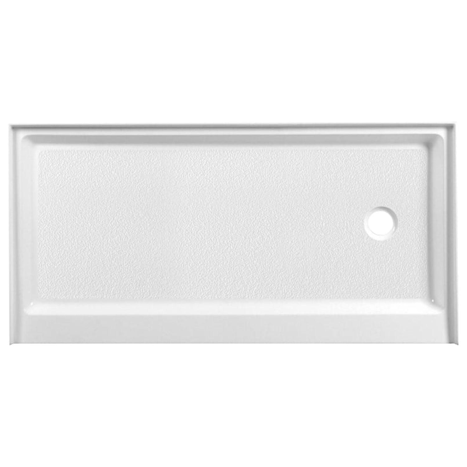 Glossy White 60'' Rectangular Acrylic Shower Base with Right Drain