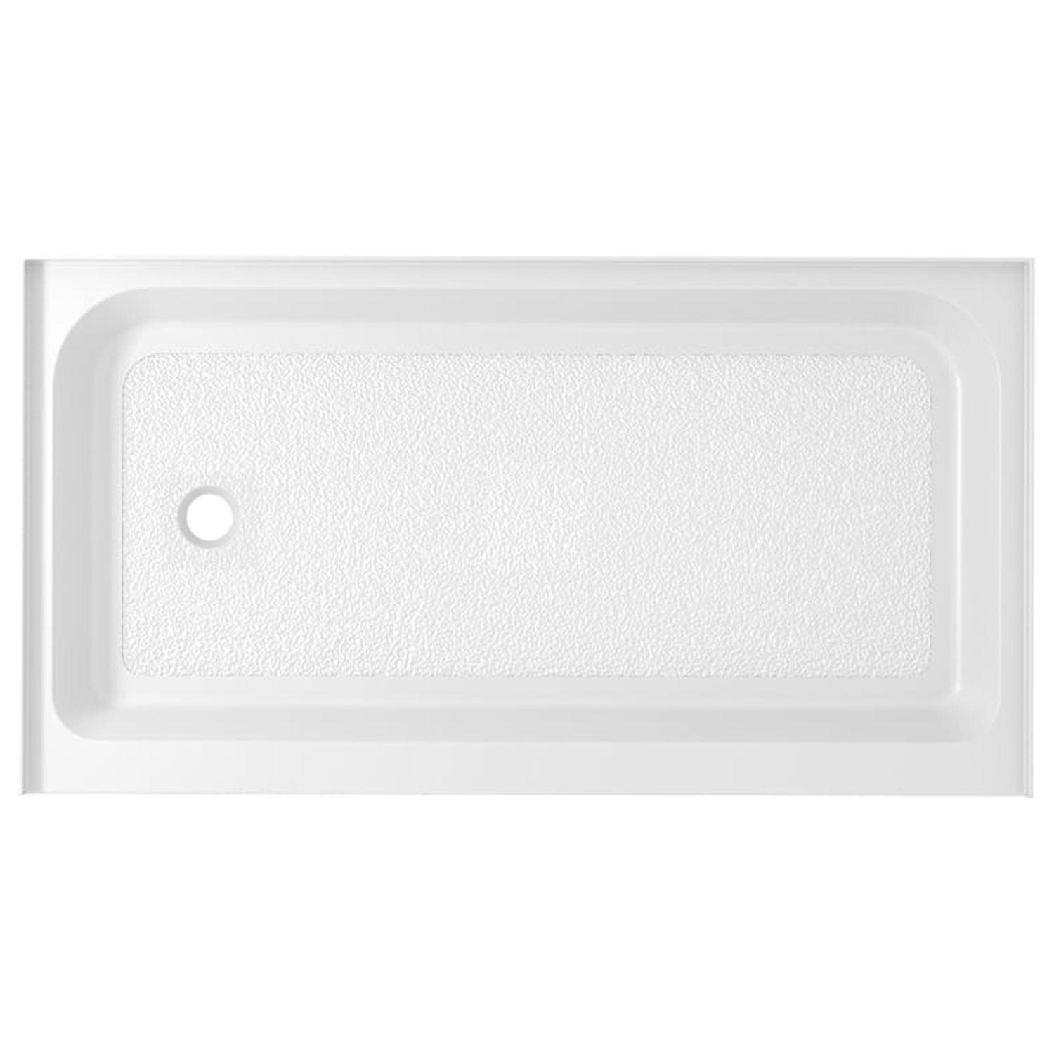 Glossy White 60'' Acrylic Rectangular Shower Base with Left Drain