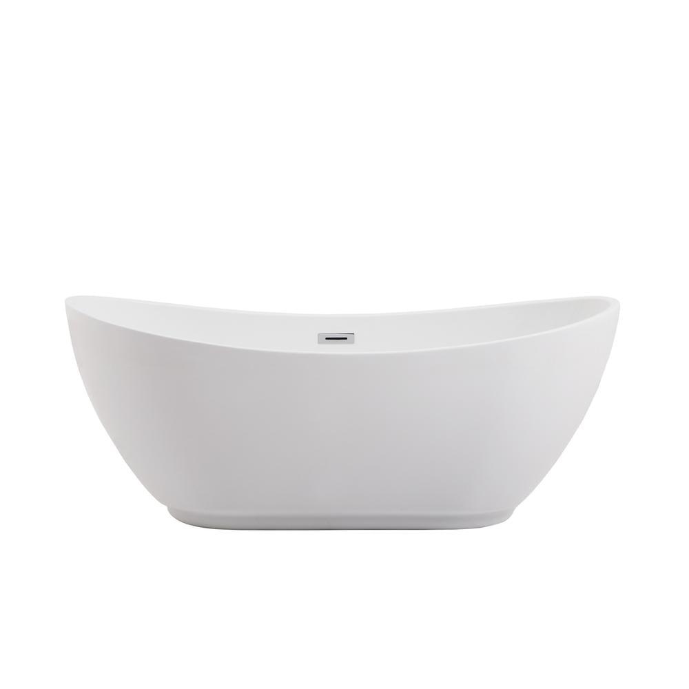 Elegant Kitchen and Bath 62 Inch Soaking Bathtub in Glossy White