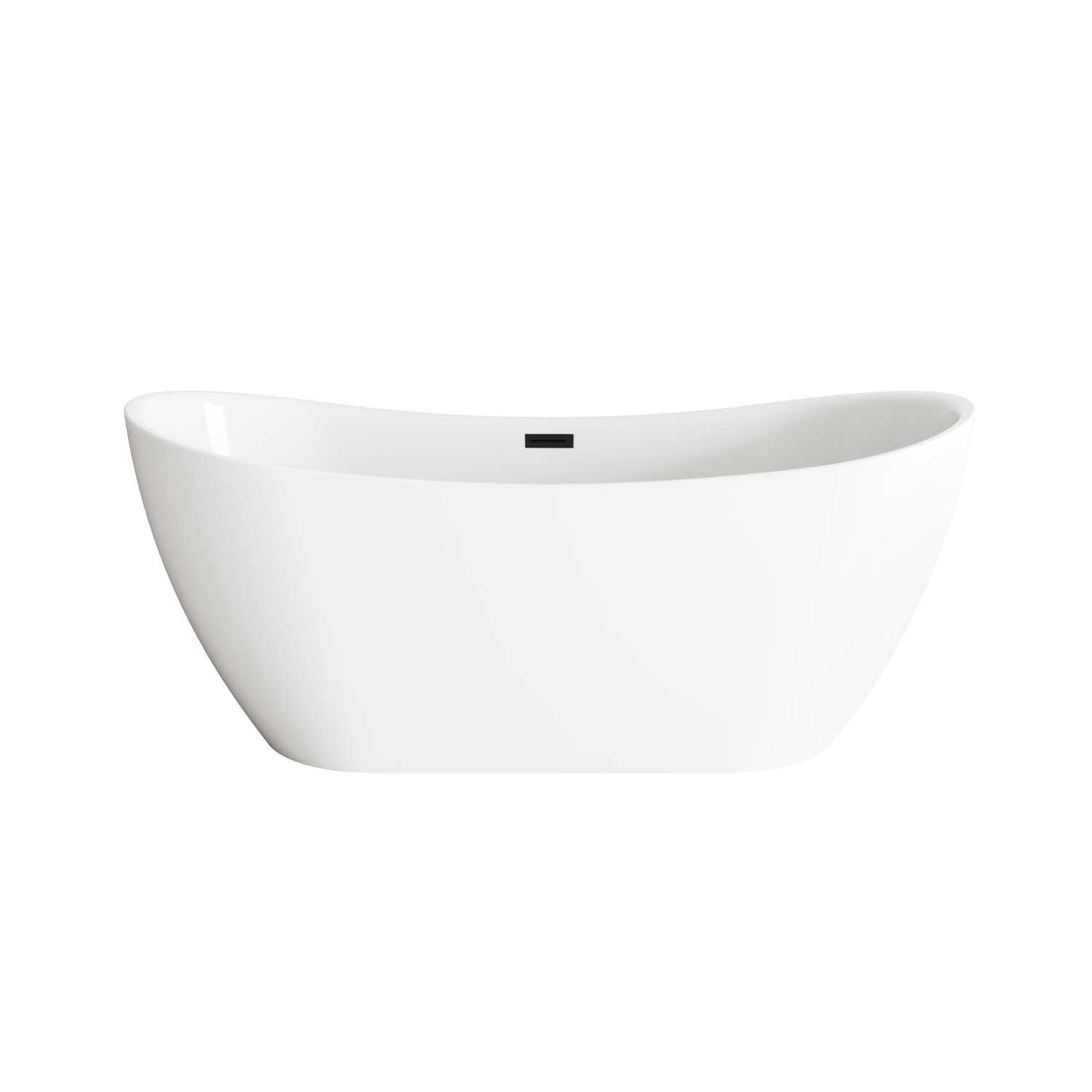 Living District 67 Inch Bathtub in Glossy White with Trim BT30467GW-MBK