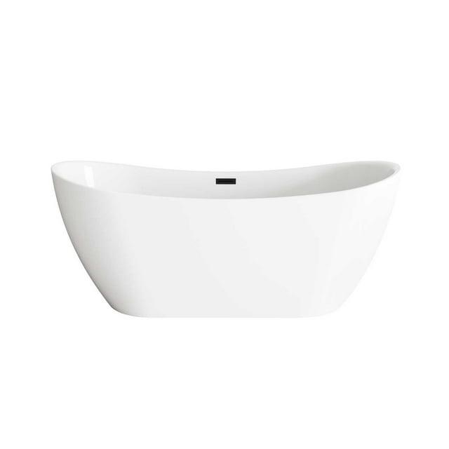 Living District 67 Inch Bathtub in Glossy White with Trim BT30467GW-MBK