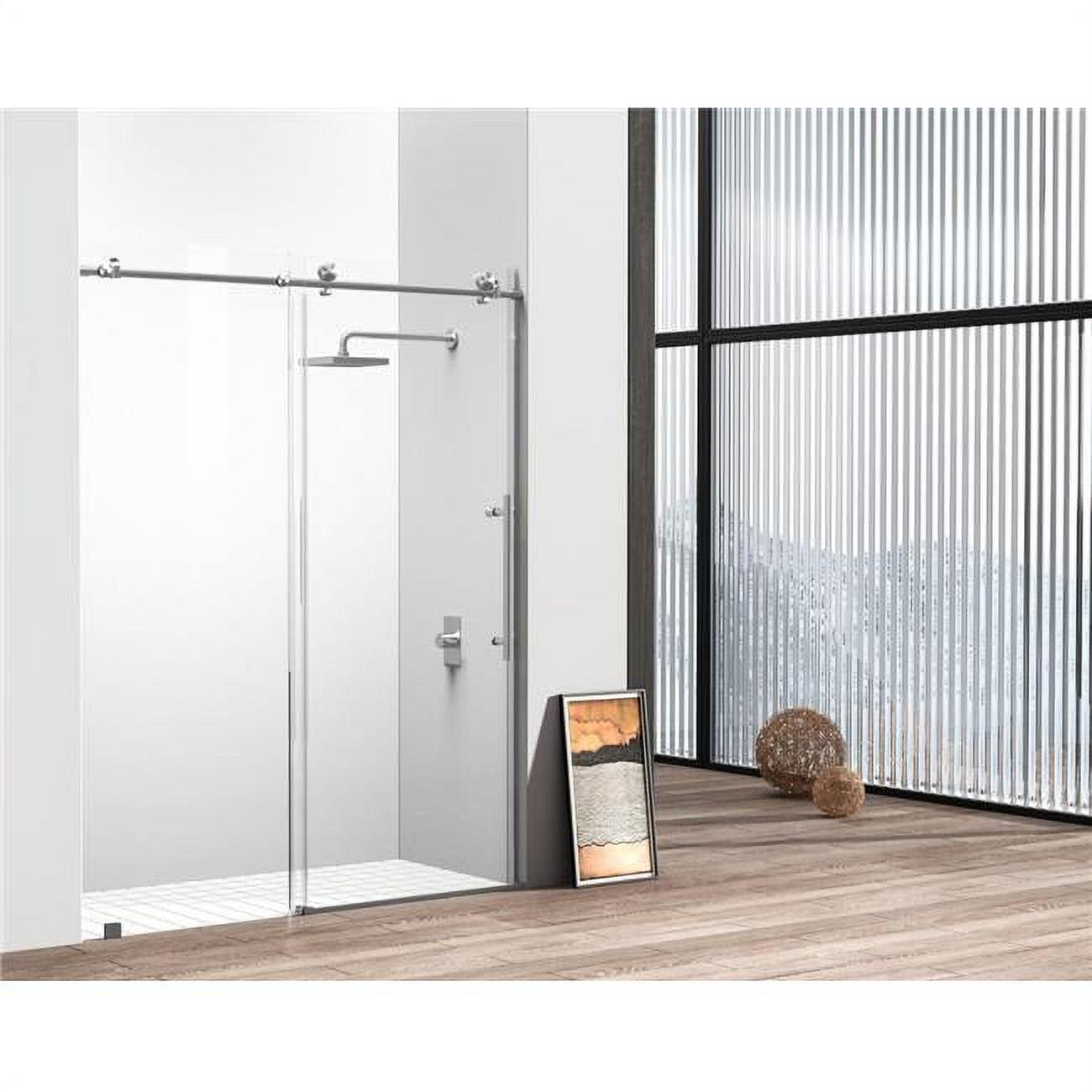 Elegant 60" x 76" Frameless Brushed Nickel Sliding Shower Door