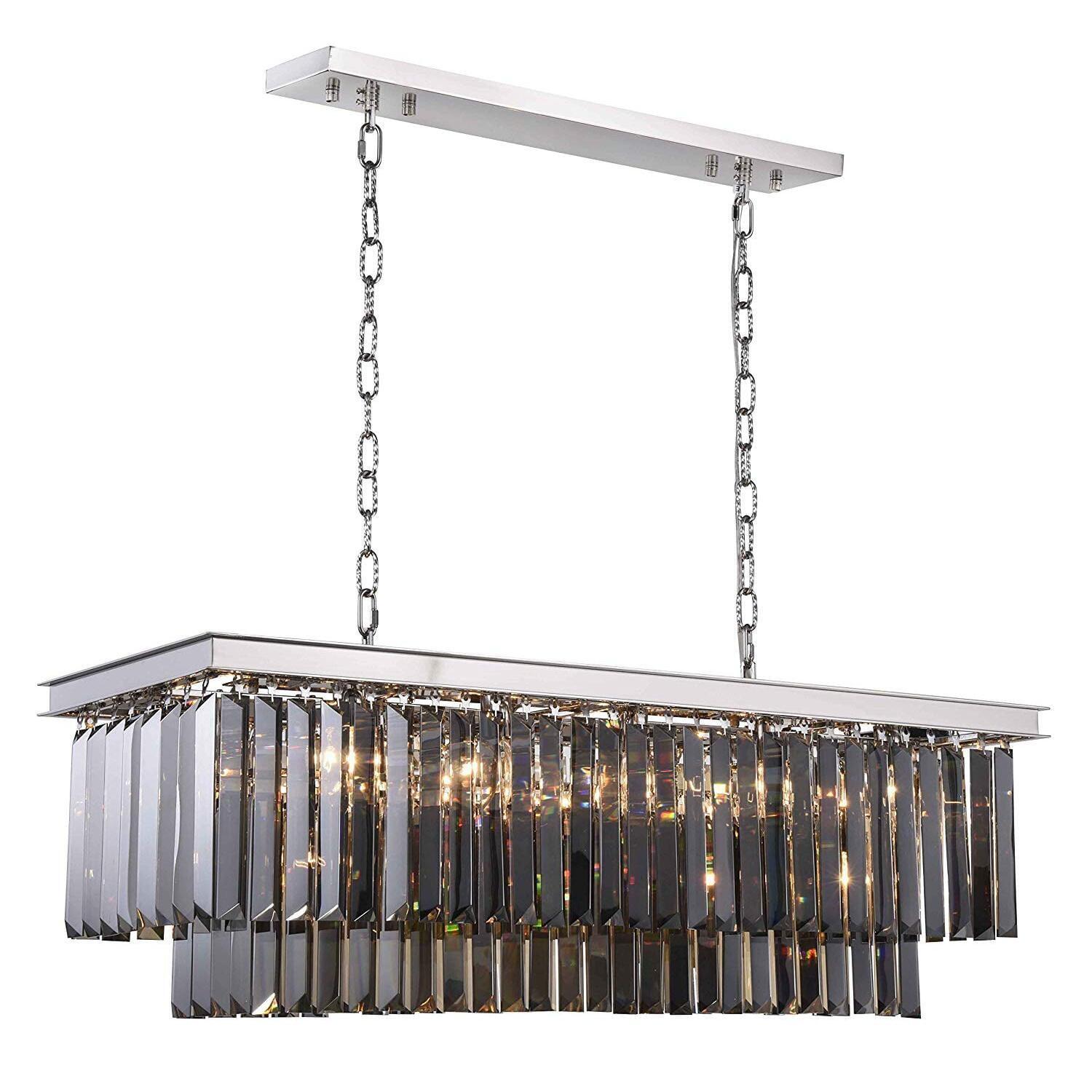 Sydney Polished Nickel and Crystal 12-Light Chandelier