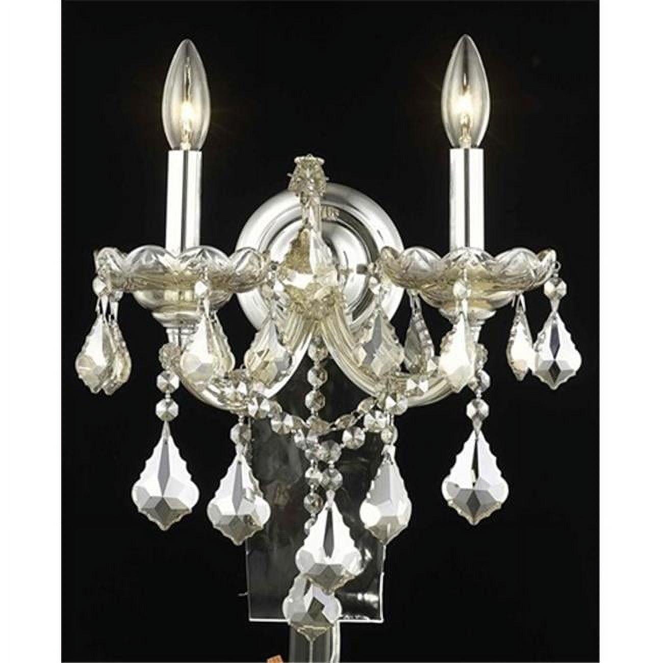 Golden Teak Crystal Trim 2-Light Wall Sconce