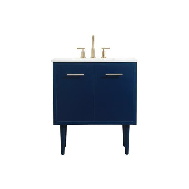 Elegant Decor Boise 30" Solid Wood and MDF Bathroom Vanity in Blue