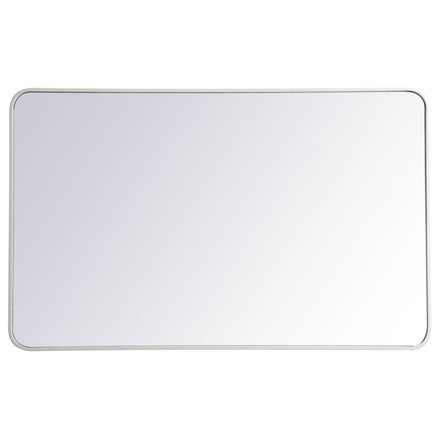 Contemporary White Wood Rectangular Bathroom Mirror 30x48