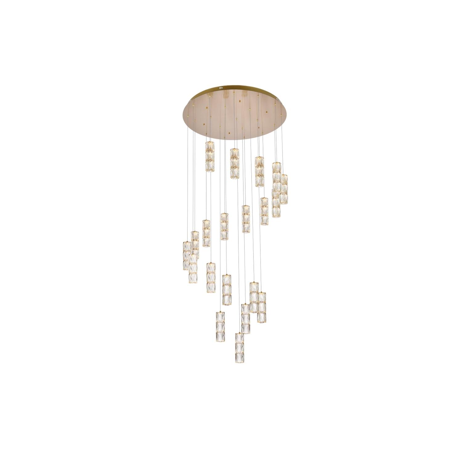 Polaris 38-Inch Gold LED Crystal Faceted 20-Light Chandelier