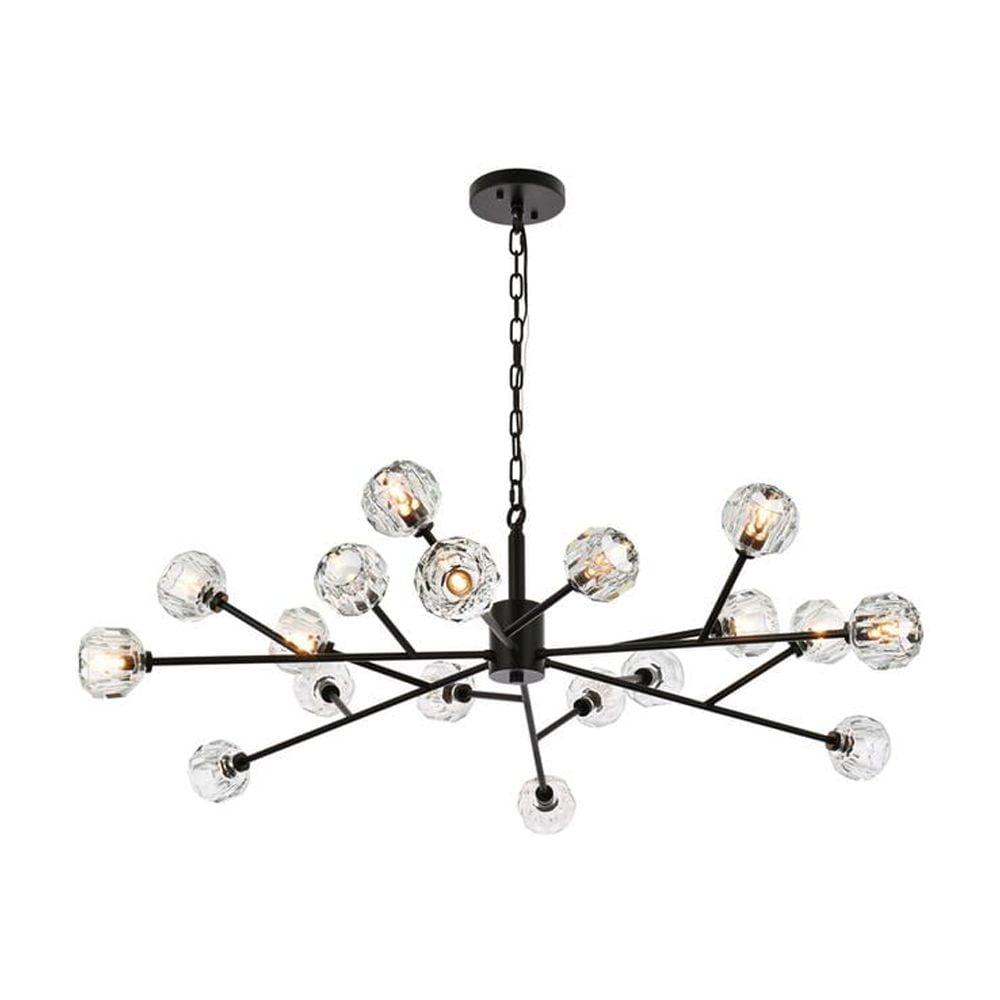 Graham Modern Black Iron & Crystal 18-Light Chandelier