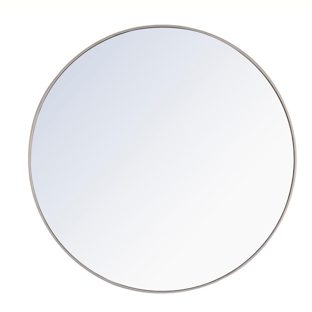 Contemporary Eternity Wood & Metal Round Vanity Mirror, 48" Silver