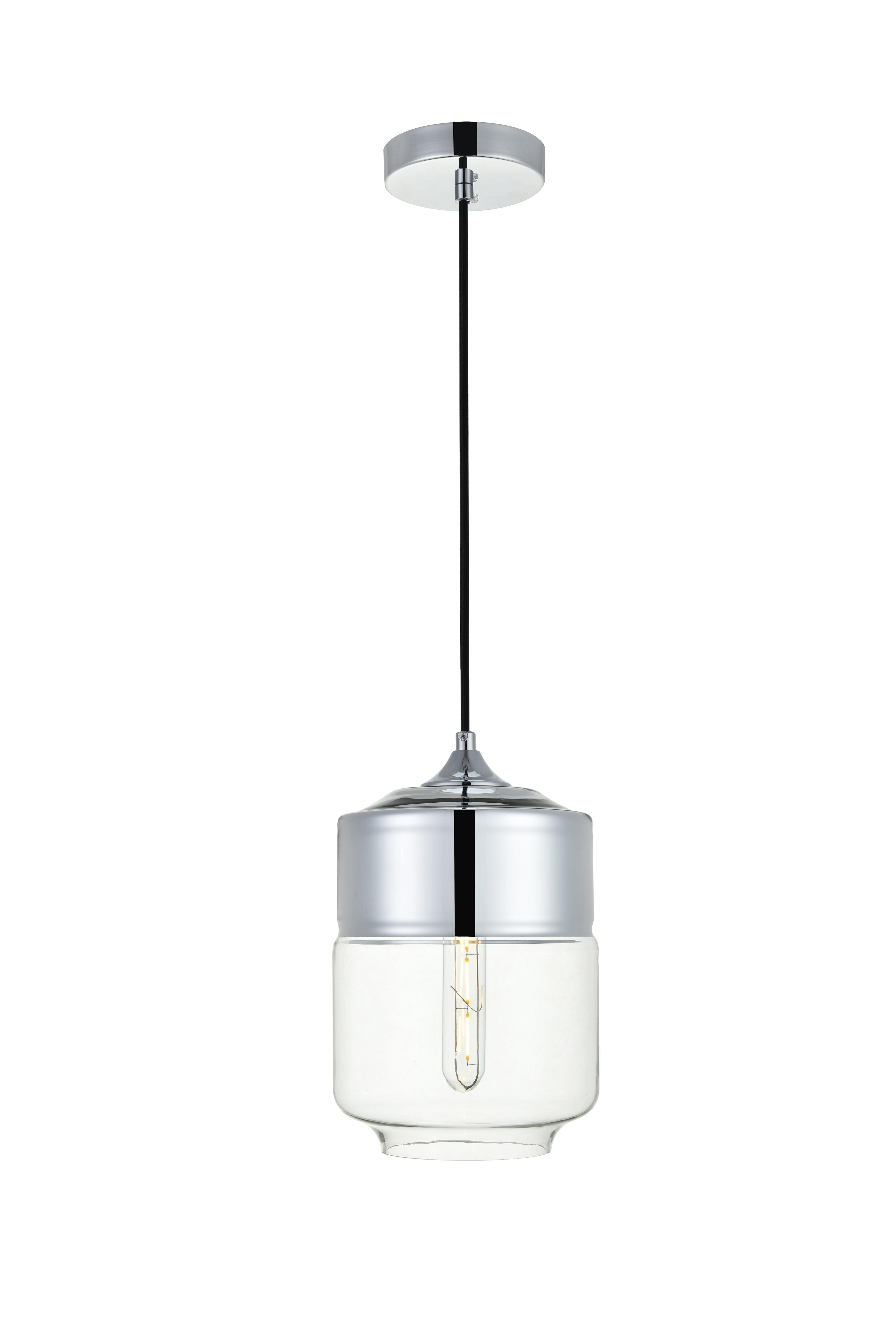Elegant Lighting Ashwell 1 Light Chrome Pendant With Clear Glass