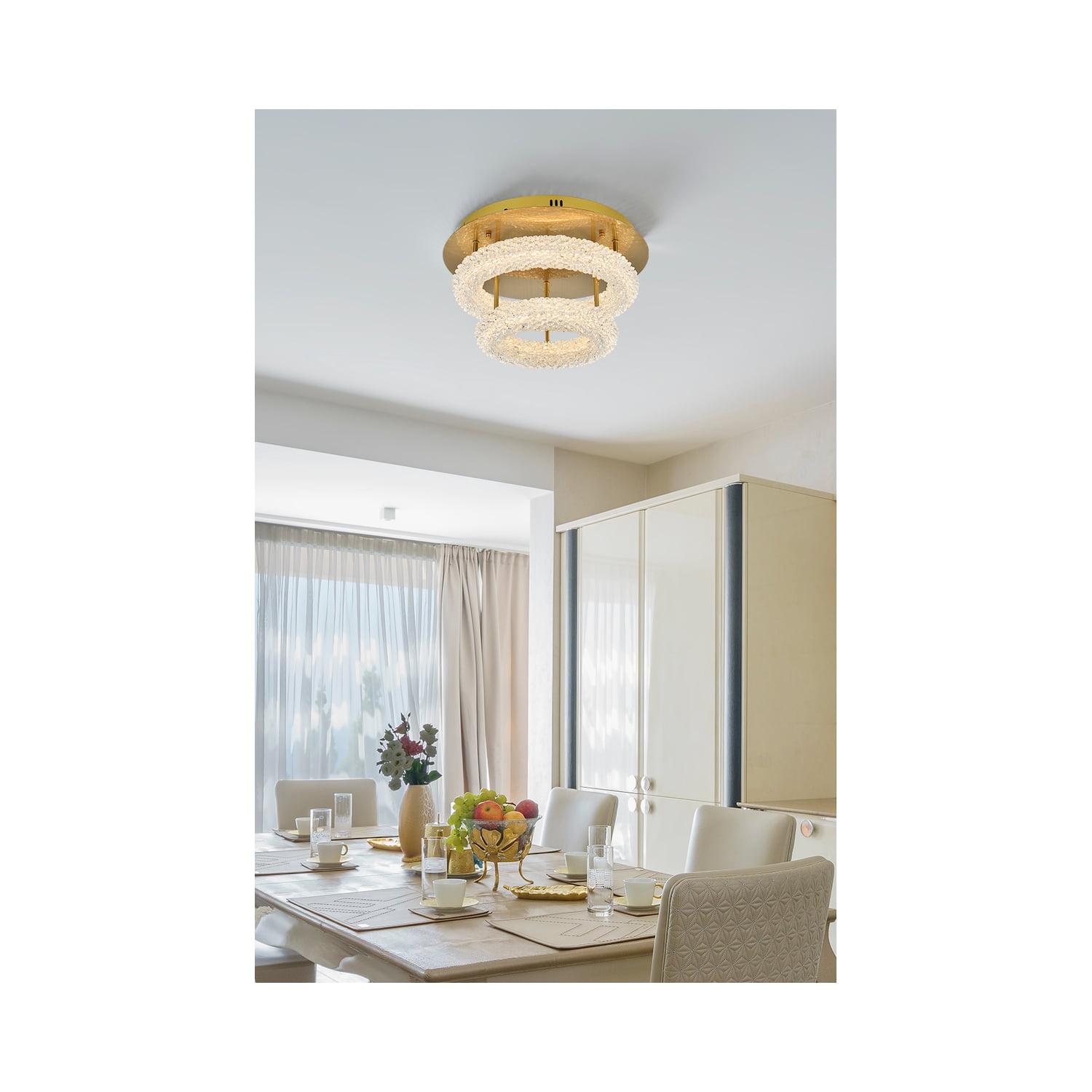 Bowen 22" Satin Gold Crystal LED Flush Mount Light