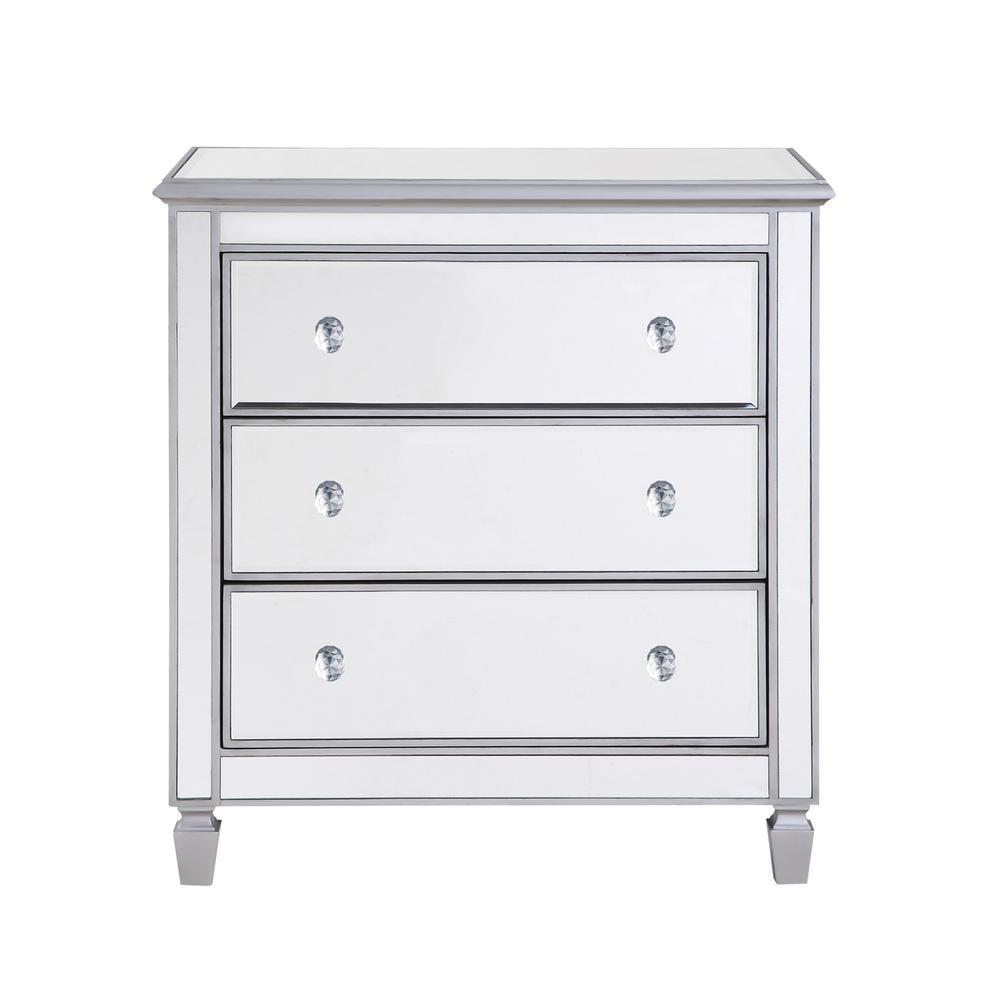 Glam Silver Mirrored 3-Drawer Chest