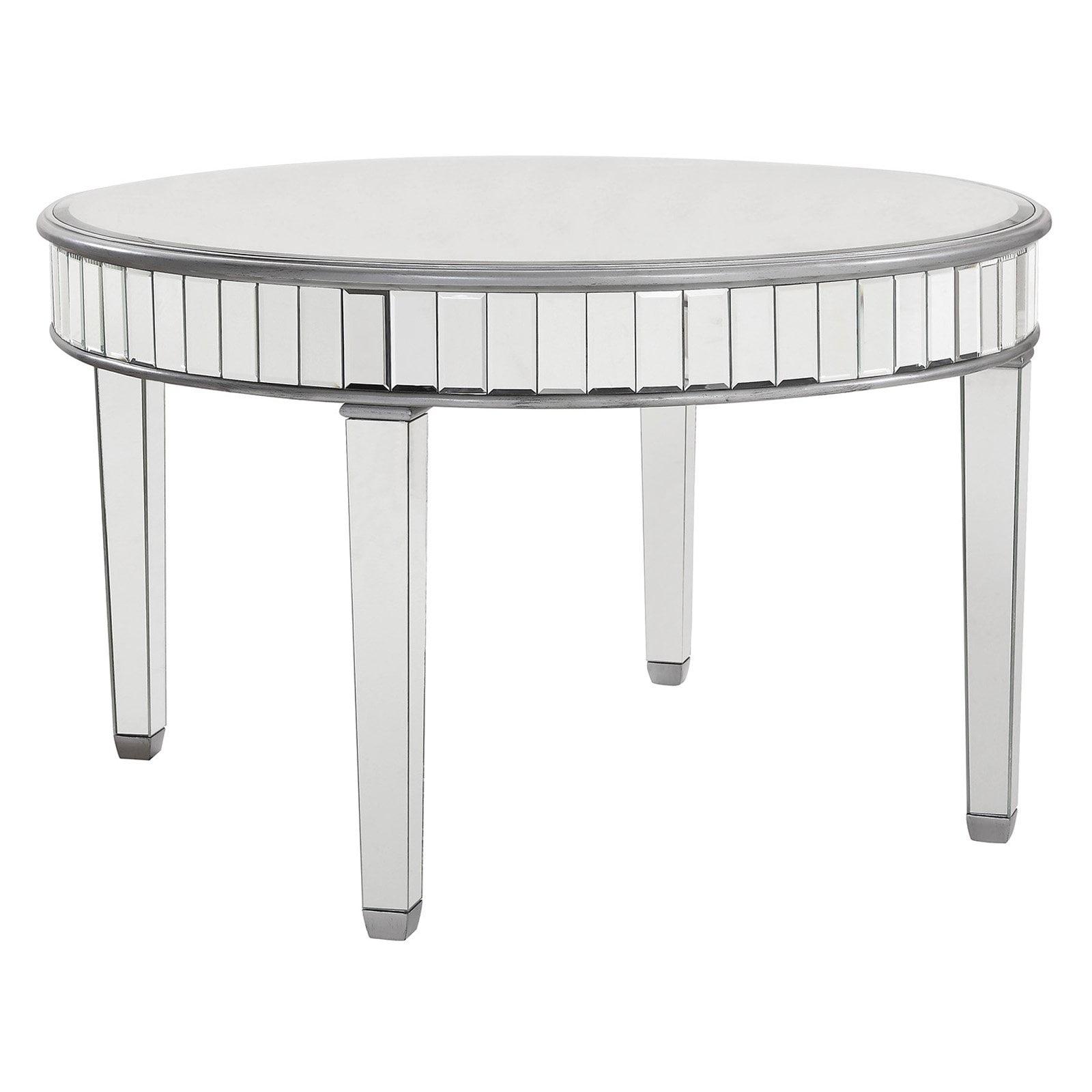 Silver Round Wood Formal Dining Table for Six