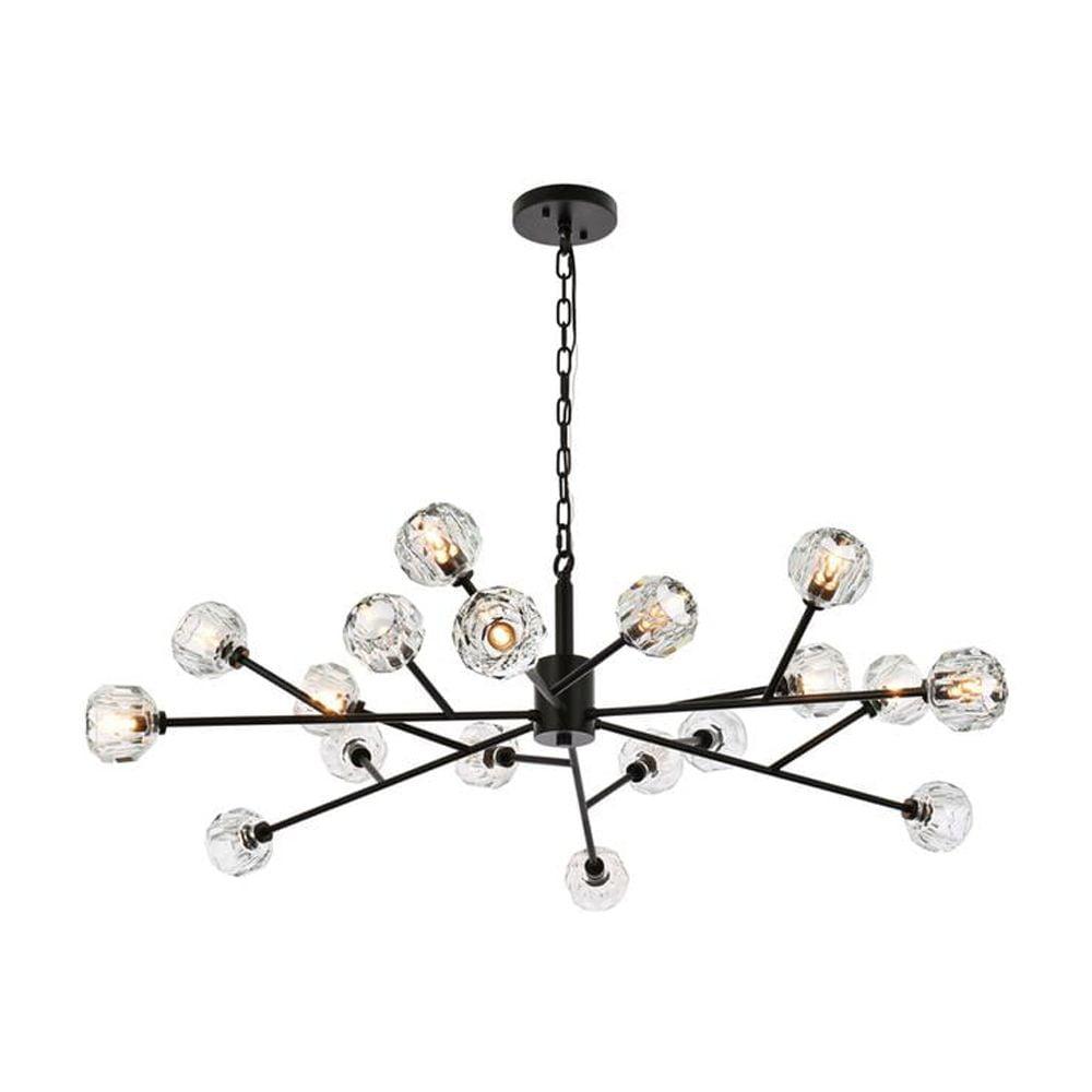 Elegant Lighting Graham 18-Light Modern Crystal Pendant in Black