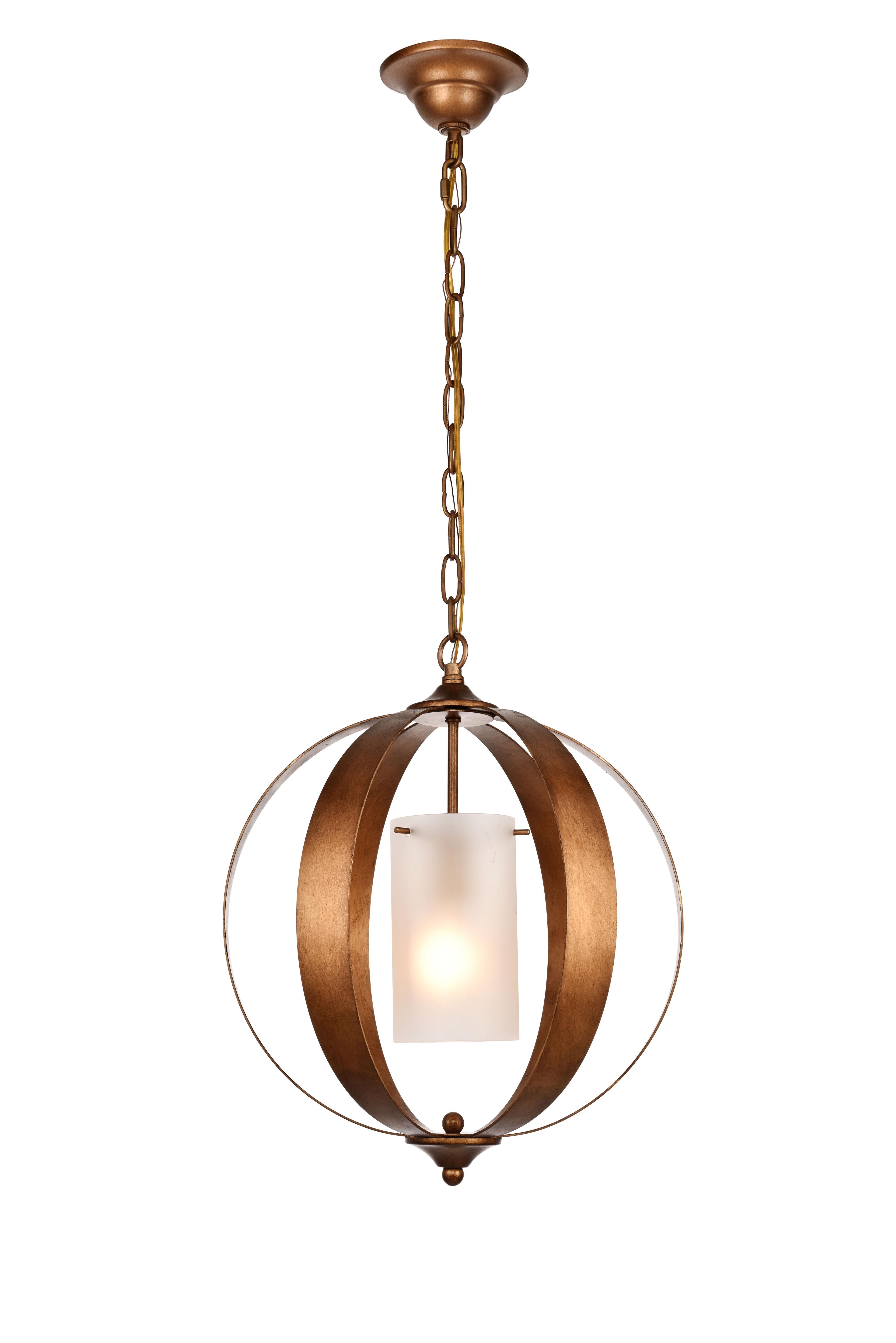 Vintage Gold Glass LED Pendant Light, 15-Inch