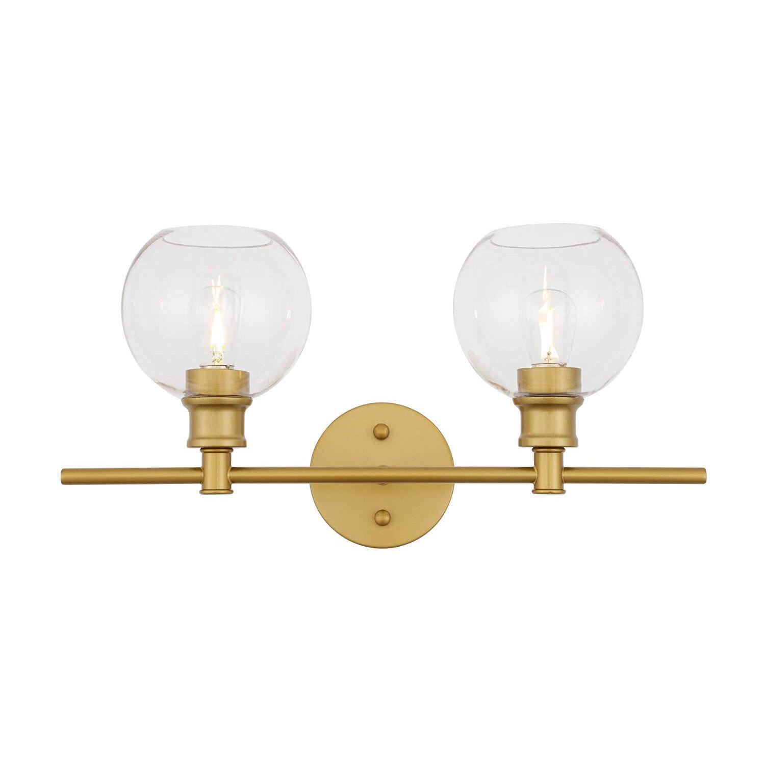 Elegant Lighting Collier 2 light Brass and Clear glass Wall sconce