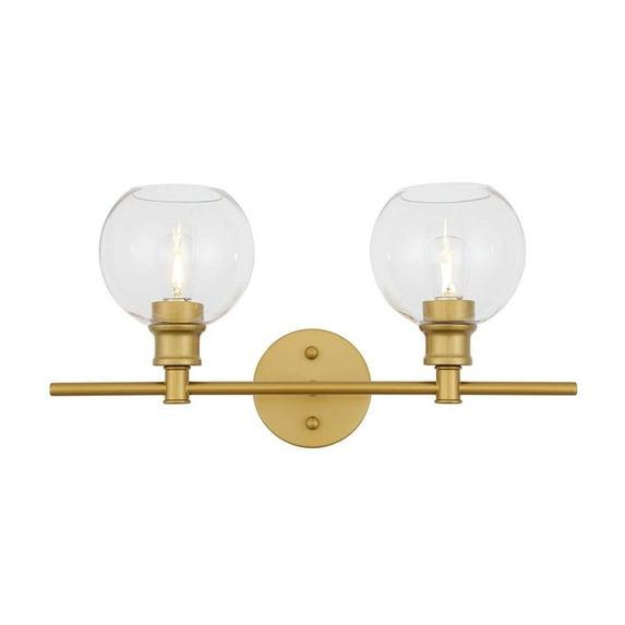 Elegant Lighting Collier 2 light Brass and Clear glass Wall sconce
