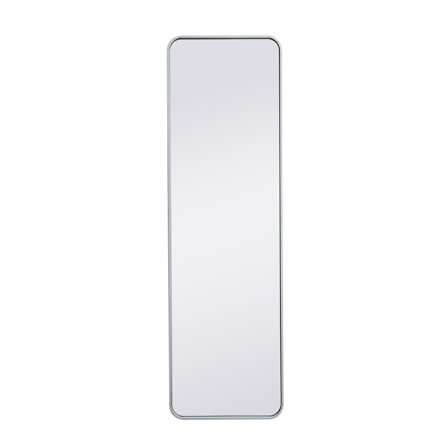 Evermore Contemporary White Metal & Wood Rectangular Mirror 18x60