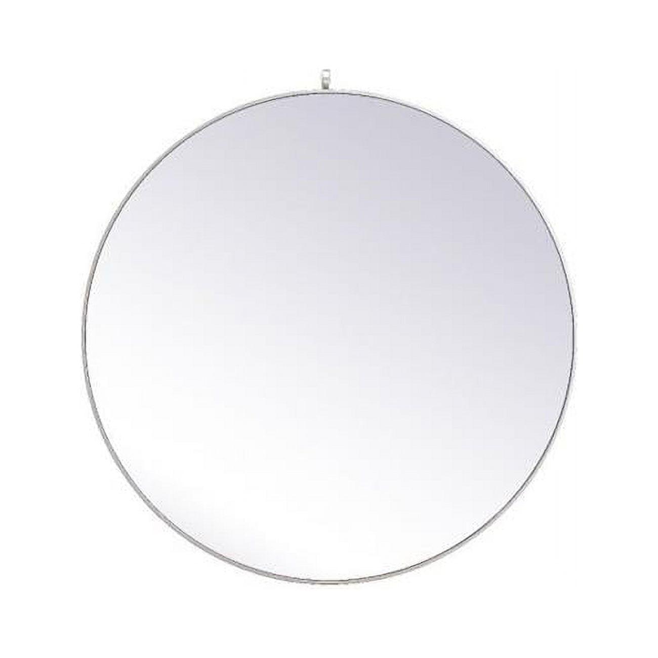 Elegant Rowan Contemporary Silver Round Wood Mirror 45"