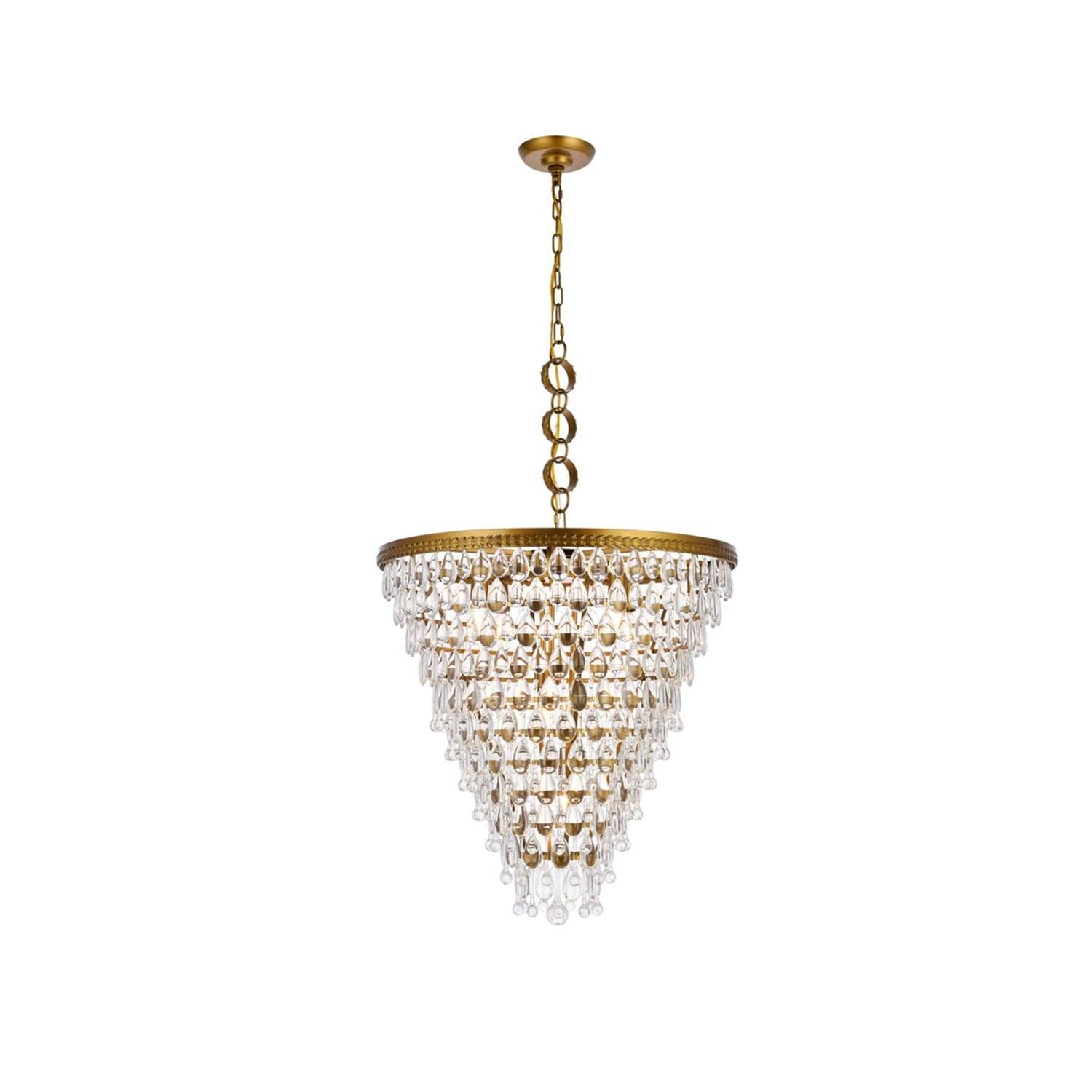 Nordic Brass and Crystal 7-Light Chandelier