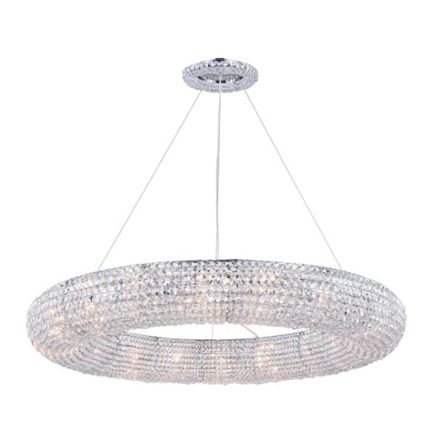 Parisian Chrome and Crystal Halo 18-Light Chandelier