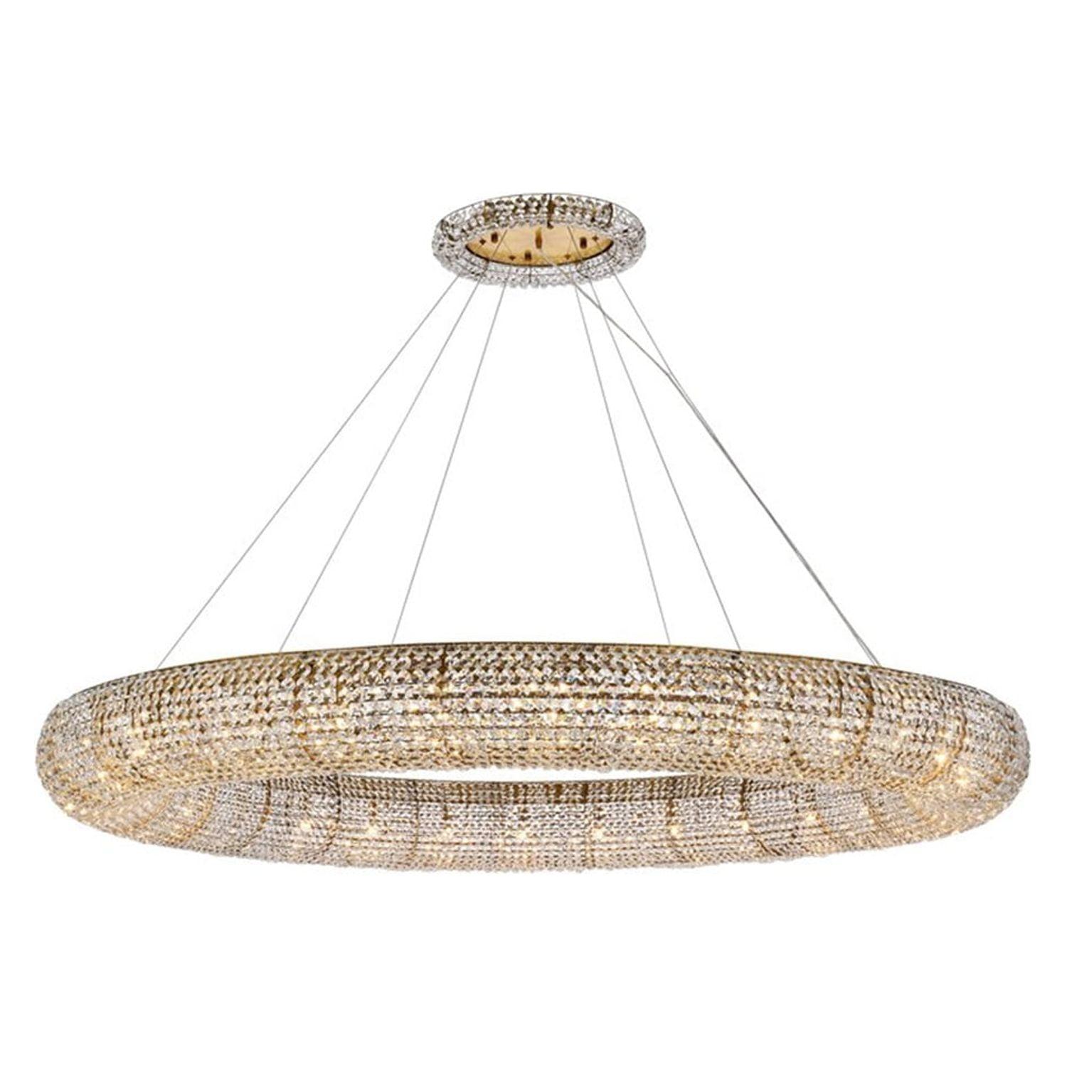 Gold and Clear Crystal 30-Light Round Chandelier