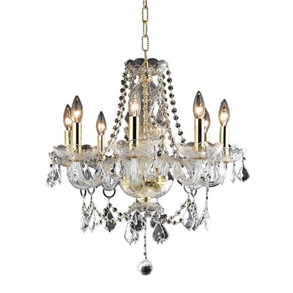 Princeton 8-Light Gold Chandelier with Clear Royal Cut Crystal