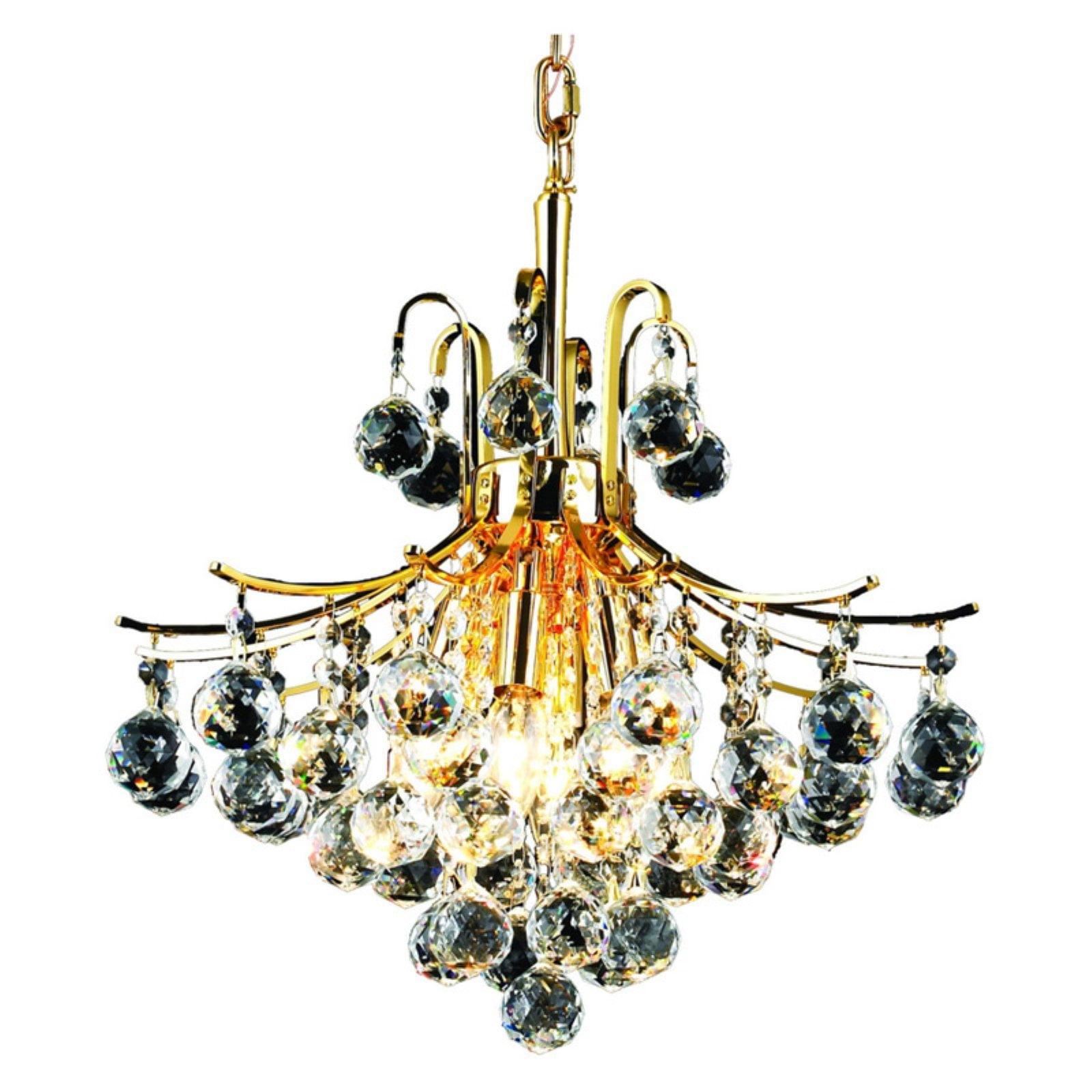 Royal Cut Crystal and Gold 16" 6-Light Chandelier