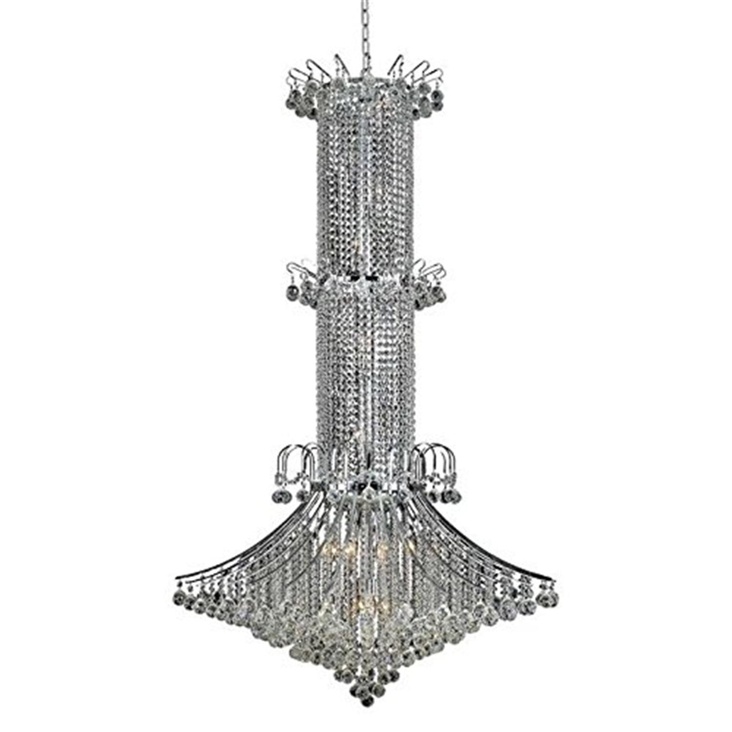 Majestic Tiered Chrome 20-Light Chandelier with Royal Cut Clear Crystals