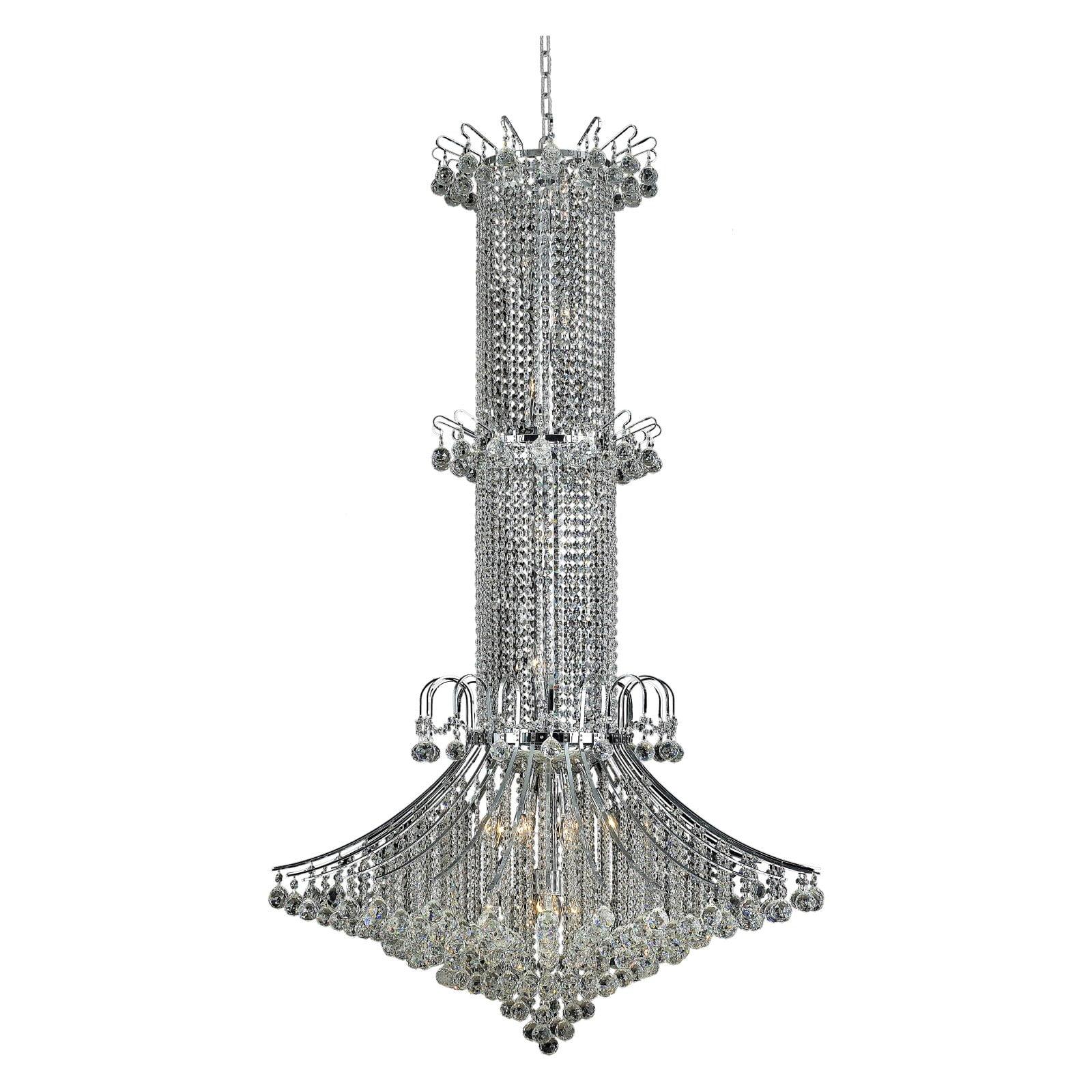 Majestic Tiered Chrome 20-Light Chandelier with Royal Cut Clear Crystals