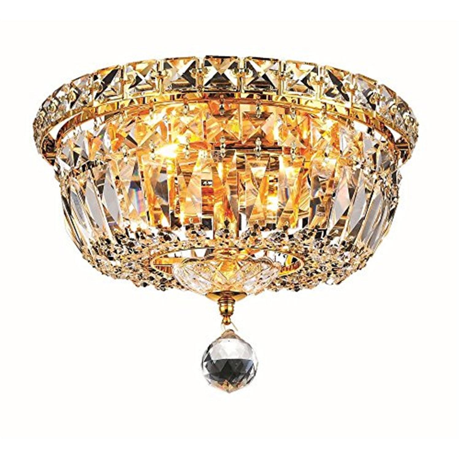 Elegant Lighting Tranquil 4 light Gold Flush Mount Clear Royal Cut Crystal