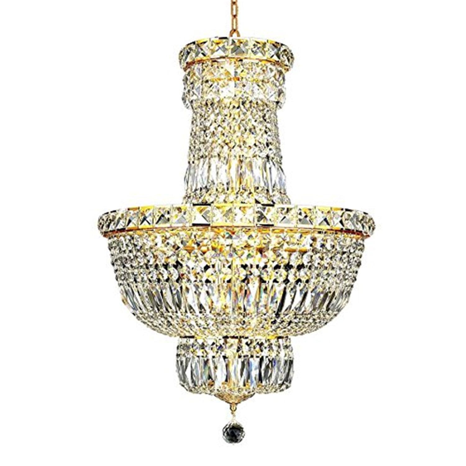 Gold 12-Light Pendant with Clear Royal Cut Crystal