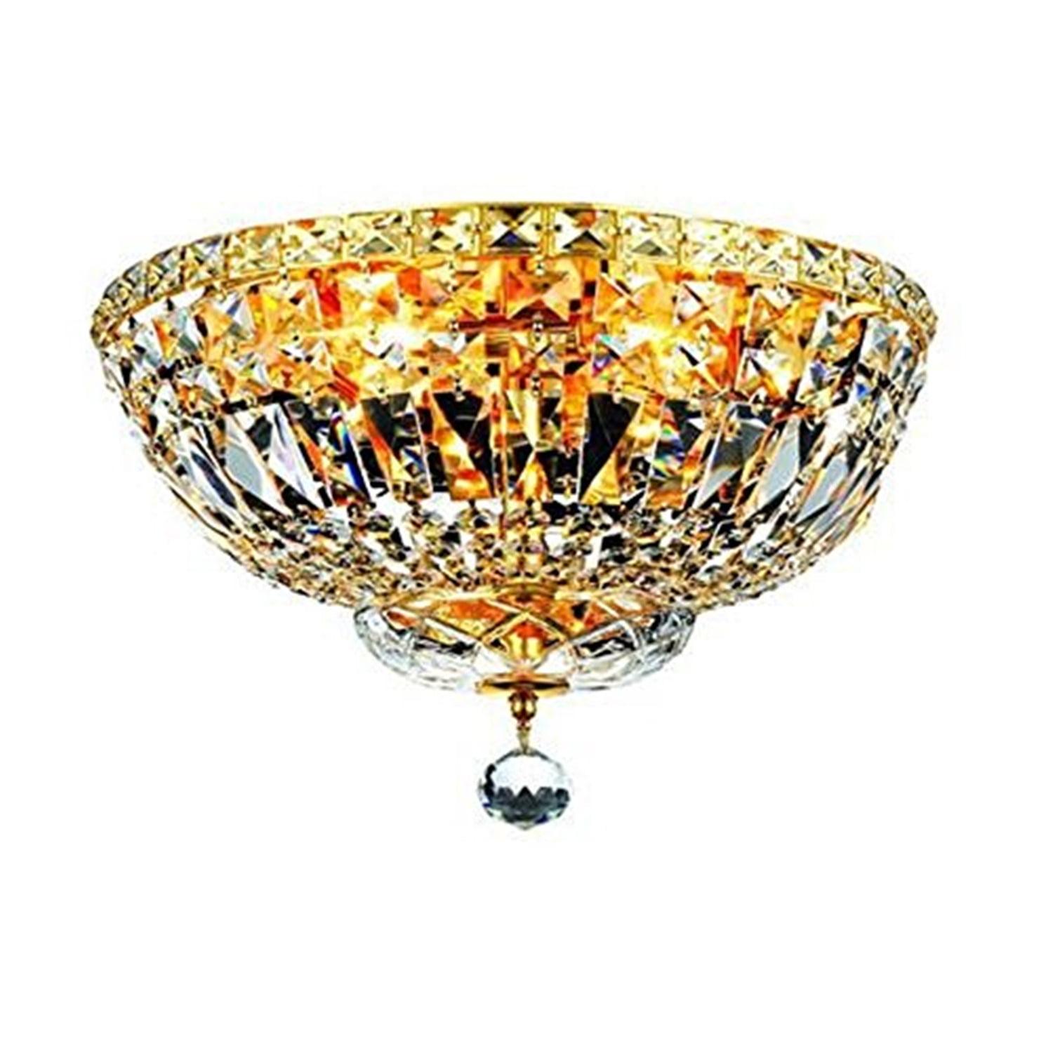 Elegant Lighting Tranquil 4 light Gold Flush Mount Clear Royal Cut Crystal
