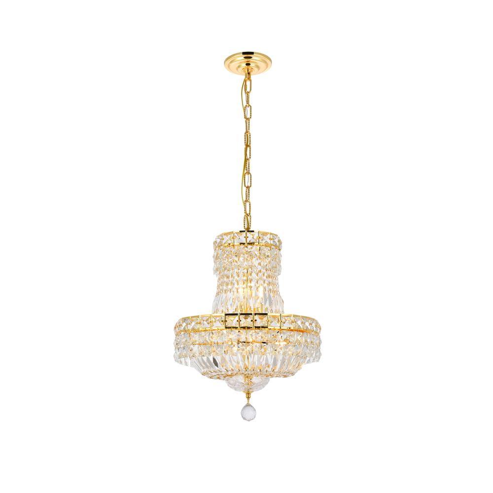 Gold 6-Light Pendant with Clear Royal Cut Crystal