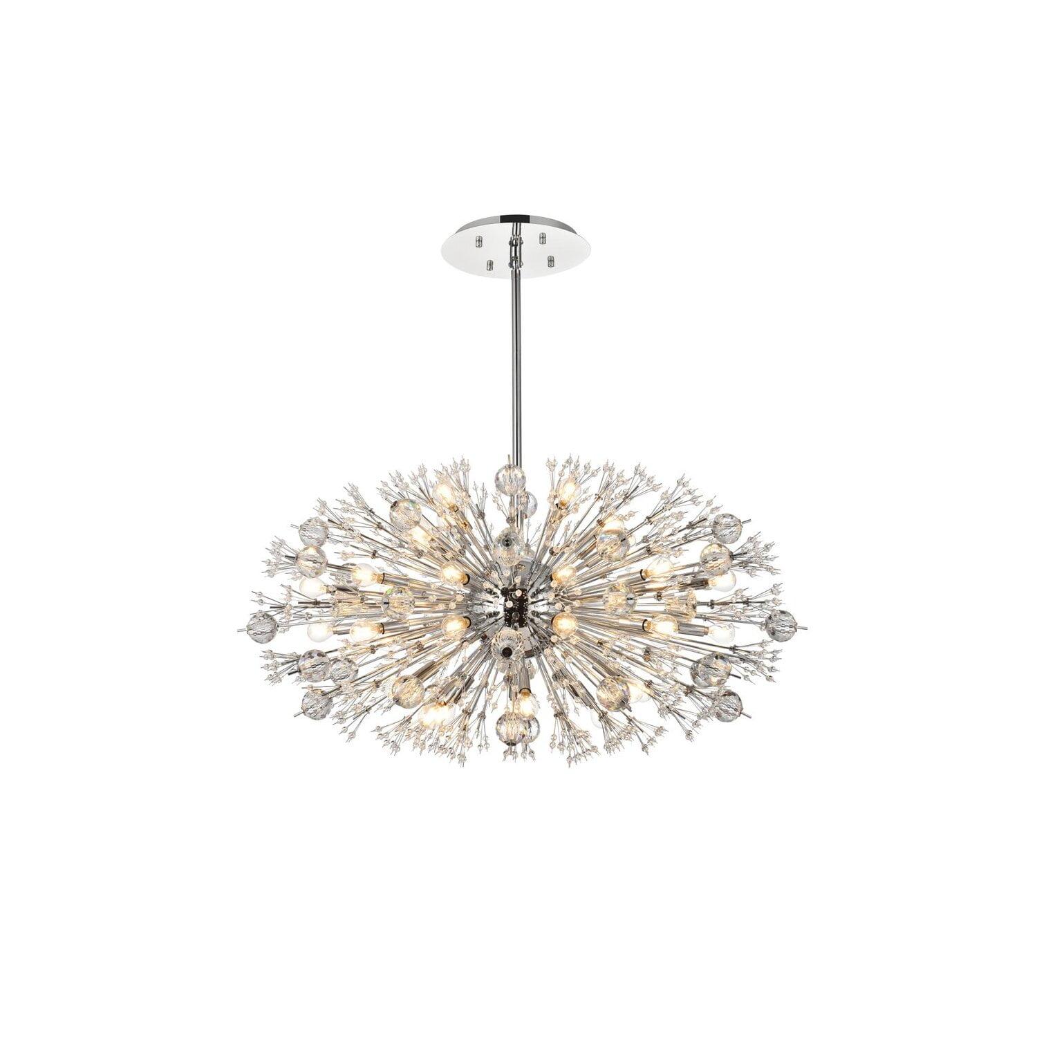 Vera 38-Light Chrome and Crystal Starburst Pendant