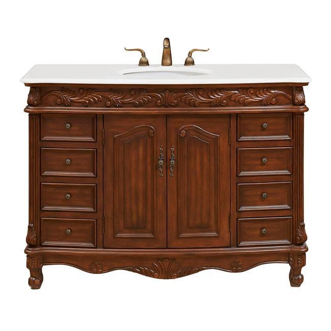 Elegant Lighting Vf-1039-Vw Bordeaux 48" Free Standing Single Basin Vanity Set - Brown