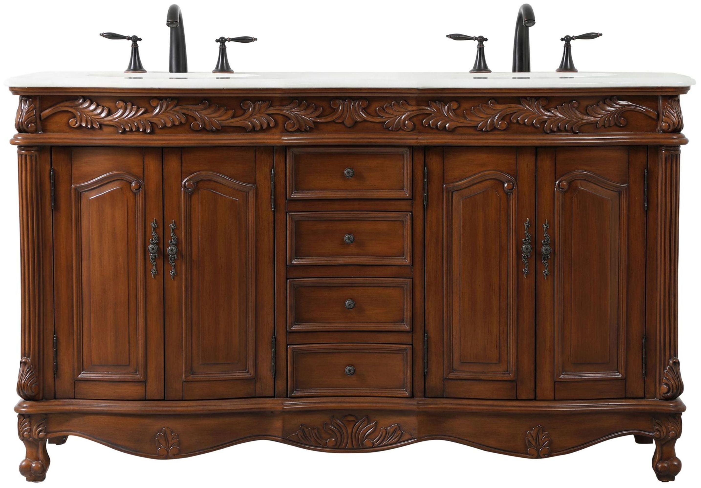 Elegant Lighting Vf-1049-Vw Windsor 60" Free Standing Double Basin Vanity Set - Wood