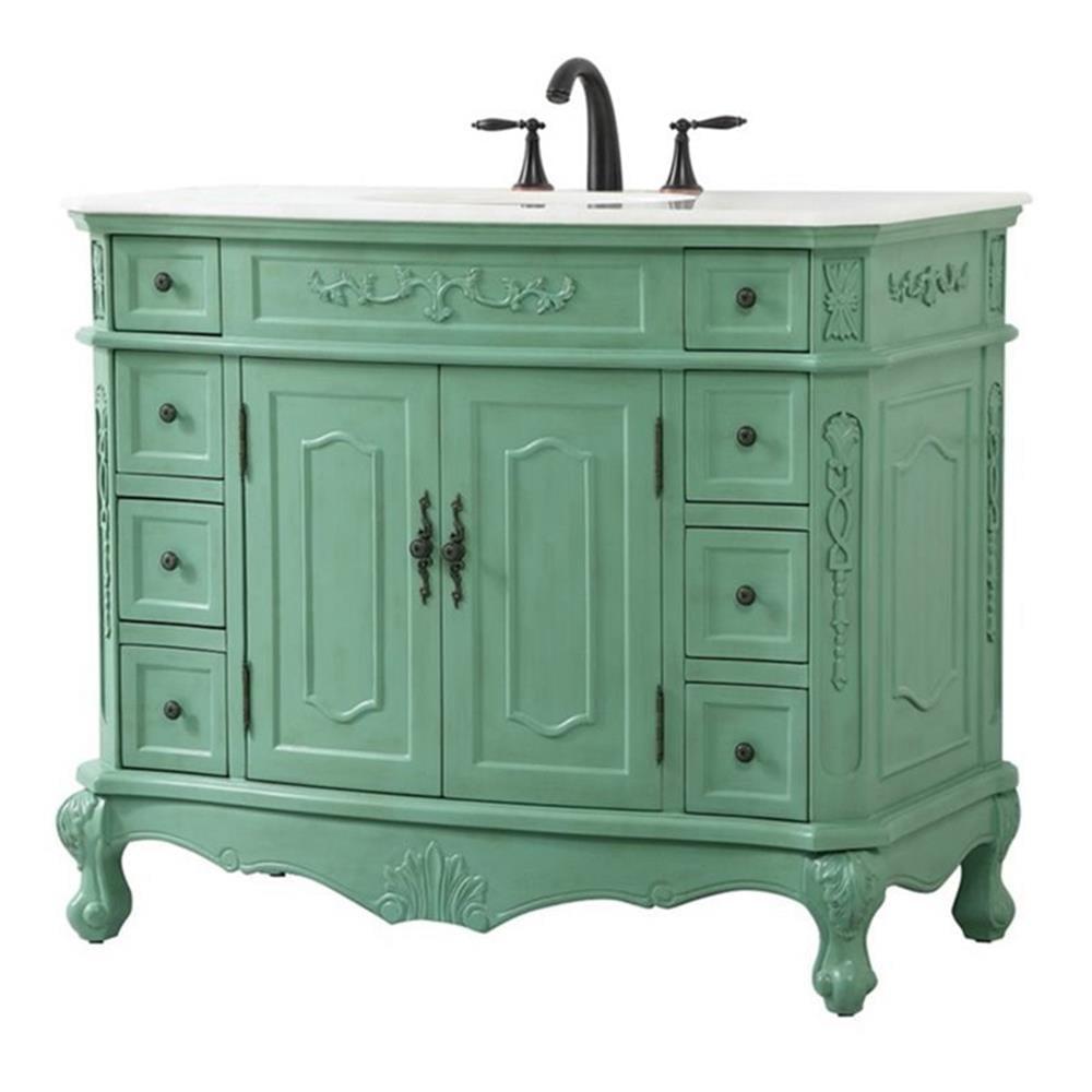 Elegant Decor Danville 42" Solid Wood Single Bathroom Vanity in Vintage Mint