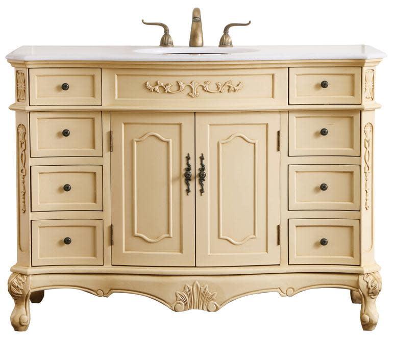 48" Light Antique Beige Marble Top Single Vanity