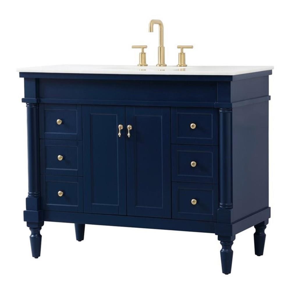 Elegant Decor Lexington 42" Solid Wood Single Bathroom Vanity in Blue