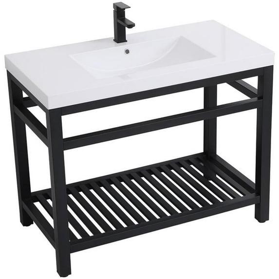 Elegant Lighting Vf14042 Raya 42" Specialty Cast Iron Console Bathroom Sink - Black