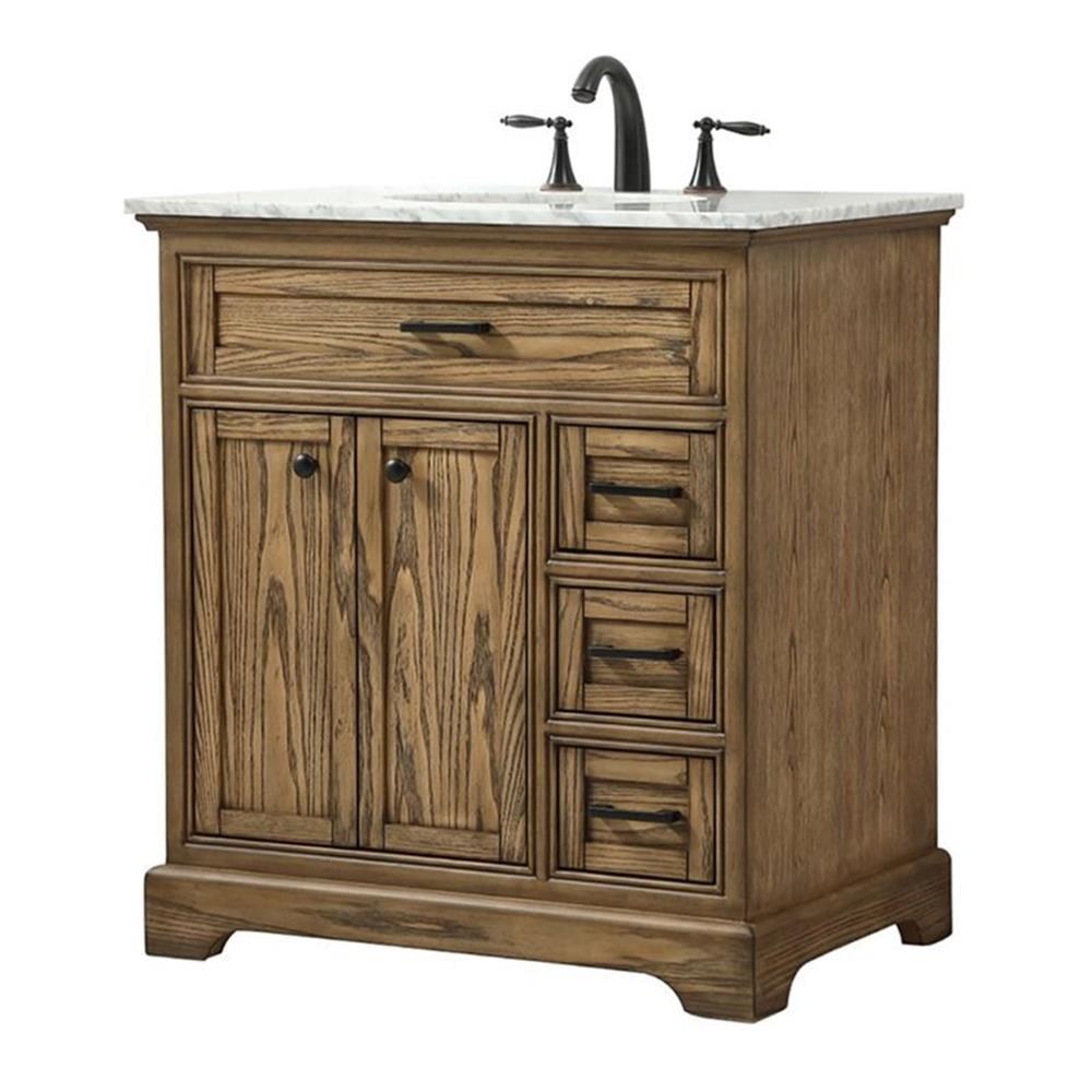 Elegant Decor Americana 32" Aluminum Alloy Single Bathroom Vanity in Driftwood