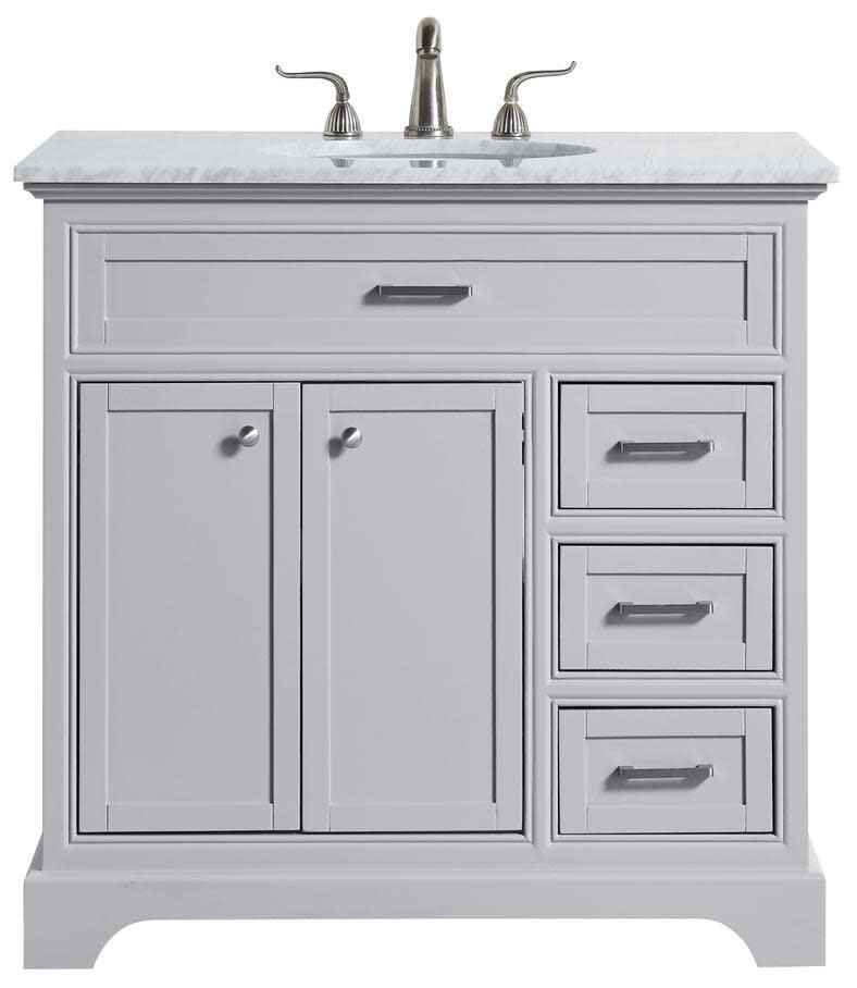 Light Grey 36" Single Vanity Set with Carrara Marble Top